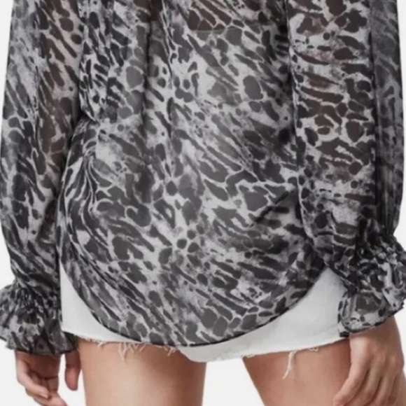 All Saints “Penny Ambient” Animal Print Chiffon Blouse Medium New Without Tags! - Picture 7 of 15